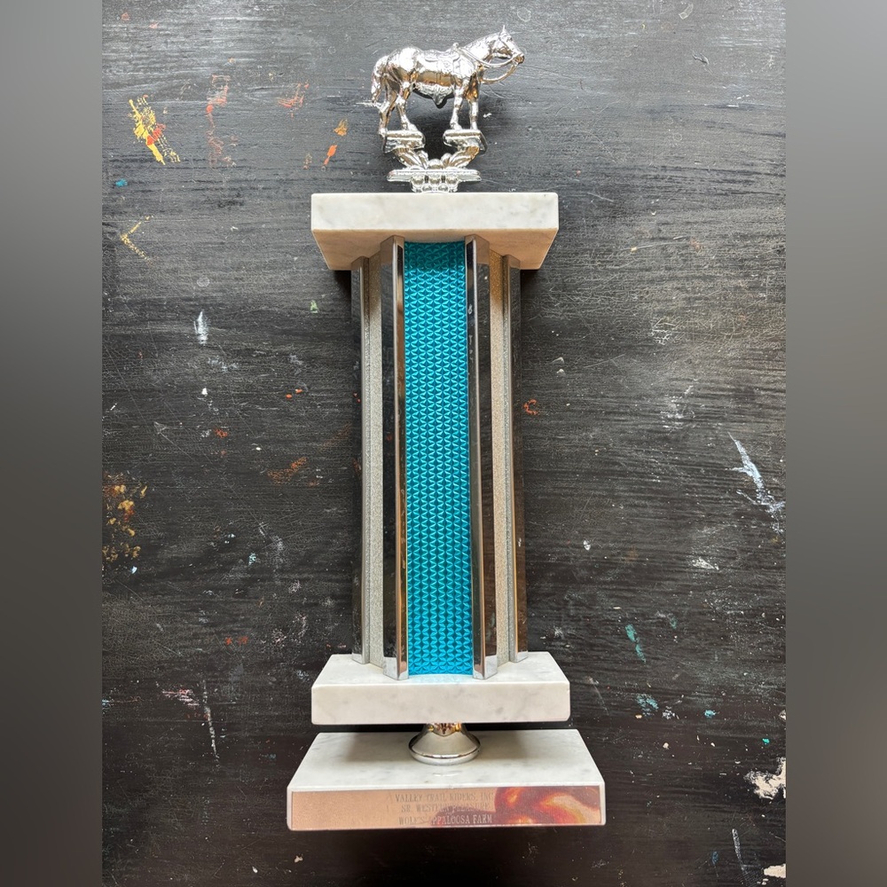 vintage horse trophy with turquoise accent